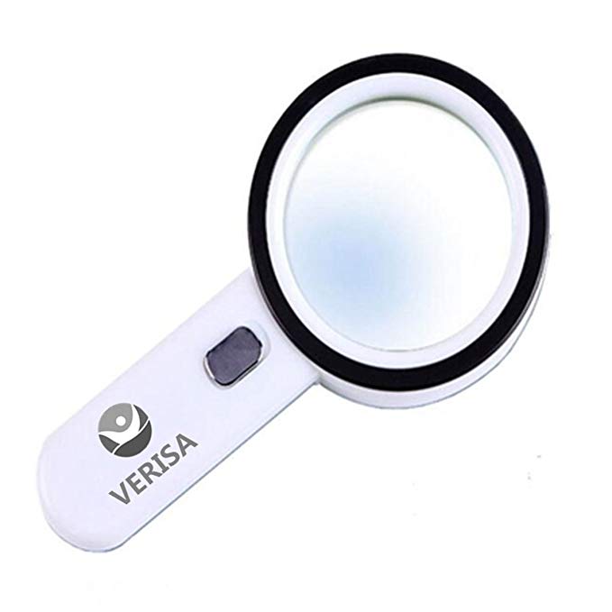 The Wolf Moon® Handheld 20x Magnifying Glass - Lens with 12 Leds - Lightweight Durable ABS Frame - Scratch Resist Clear Lens Loupe –Ideal for Reading, Crafts, Needlework, Jewelry, Hobbies