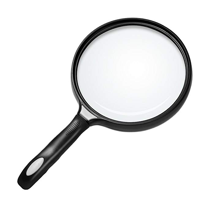 Bear Outdoor 5.5 inch Extra Large Handheld Magnifying Glass 2.5X Illuminated Magnifier Lens - Black