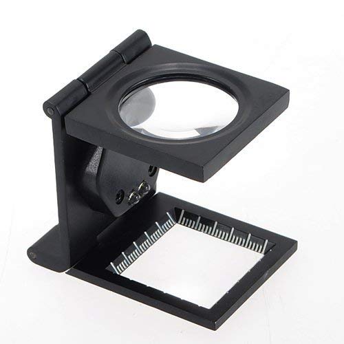 Water & Wood Llluminated Glass 5X LED Fold Stand Scale Fabric Frame Magnifier Magnifing Loupe