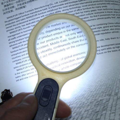 Water & Wood 5X Magnifying Hand hold Eye Glass Lens Reading Loupe LED Light Magnifier Compass