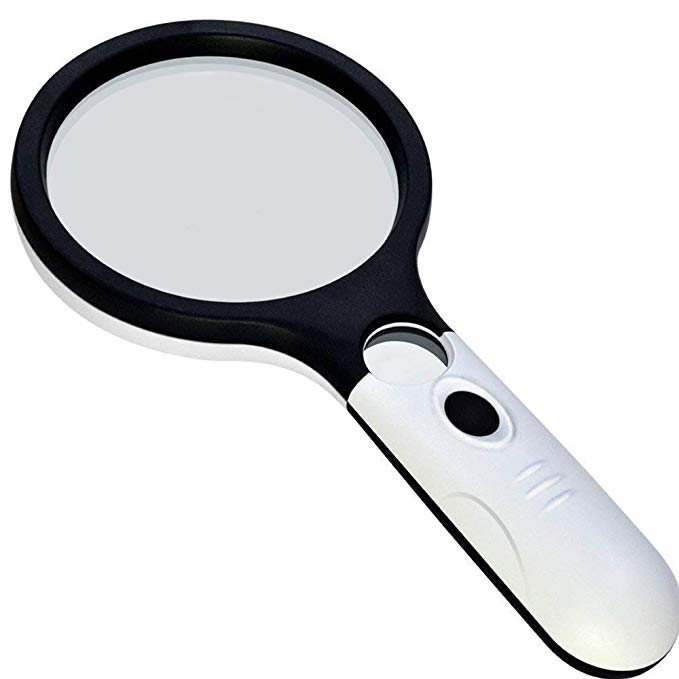 Large 4 LED Handheld Magnifying Glass with Light, Nydotd 4X 30X Lens Portable Illuminated Magnifier For Reading, Macular Degeneration, Repair, Hobby & Crafts, 4.8 Inches (White & Black)