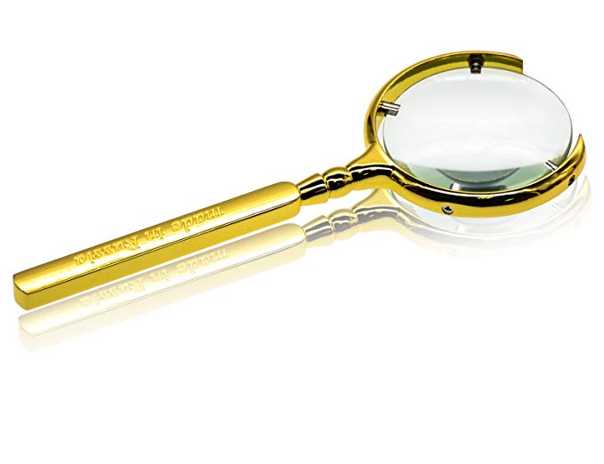 JLER Hand held Classic Magnifier Glass 70 mm 10X Magnification Magnifying Lens (M-Gold)