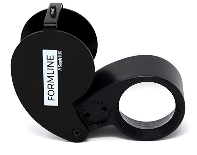 40X LED Illuminated Jewelers Loupe/Trichome Scope by Formline Supply - Magnifier Good for Gardening, Jewelry, Antiques, Coins, Rocks, Stamps, Hobbies, Watches,Photos and Science (40X, Black/White)