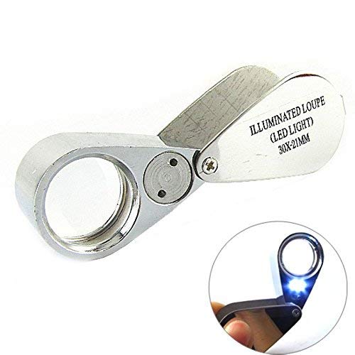 EWIN(R) 2PCS 30X Jeweler Eye Loupe Loop Magnifying Magnifier 30x21mm with LED Light