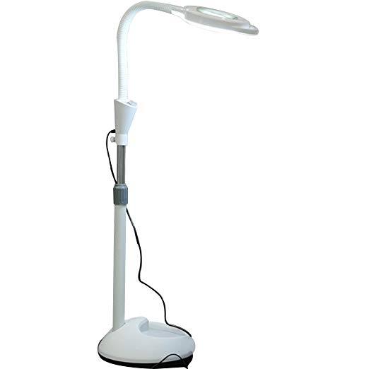 30W LED 8X Magnifier Floor Lamp with 5 Wheels Adjustable Height Magnifying Light for Beauty Salon Jewelry Reading (30W)