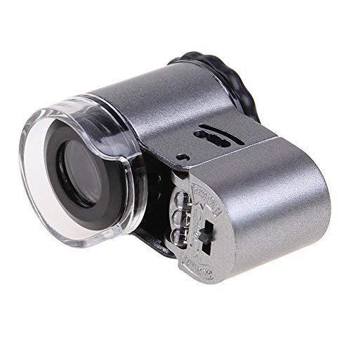 Whitelotous 50x Professional Handheld Large Eyepiece Pocket Microscope Loupe Jeweler Magnifier Money Detector with LED Light