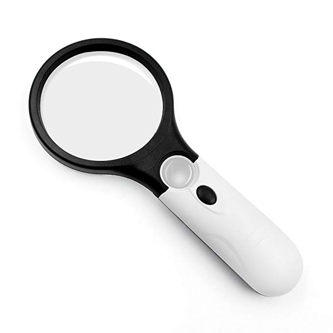 Kadaon Magnifying Glass with 3 LED Lights 3x 15x Handheld Magnifier Reading Magnifying Glass for Reading, Crafts, Hobby