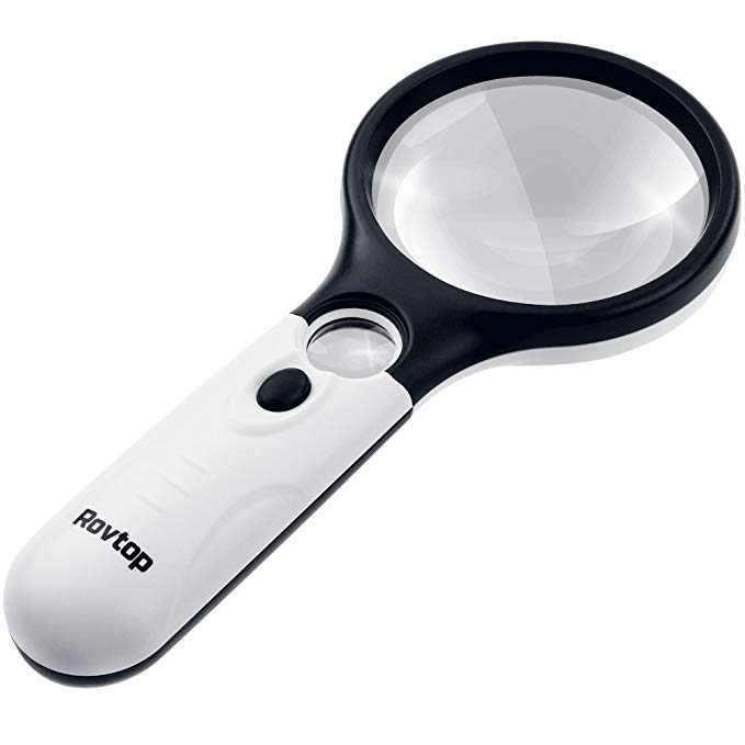 Rovtop Magnifier 3 LED Light 3X 15X Handheld Magnifier Reading Magnifying Glass Lens Jewelry Loupe