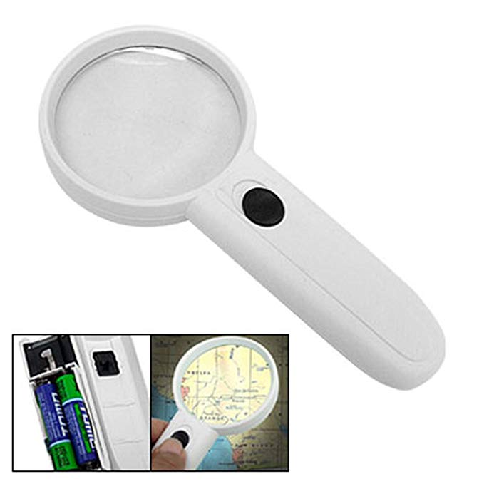 uxcell 4X Hand Held Lighted Reading Map Magnifying Glass Magnifier