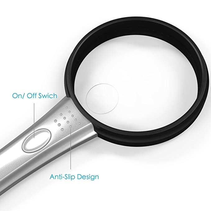 MagniPros 2X Handheld Magnifying Glass with 2 Ultra Bright LED Lights Reading Magnifier with 4X Spot Lens Ideal for Small Prints, Maps, Macular Degeneration MagniPros