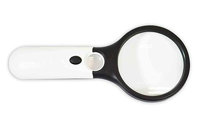 Mat Board Center, 3LED Light Hand-Held Reading Magnifier Magnifying Glass Lens Jewelry Loupe 3 x 45x