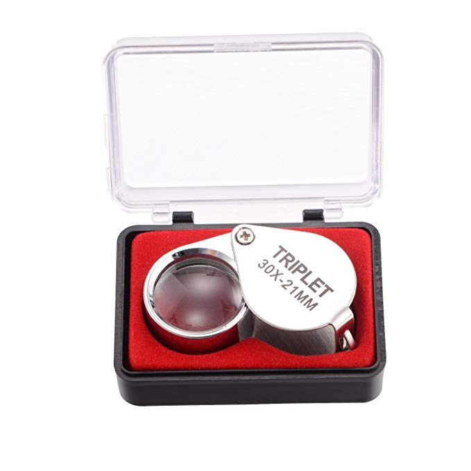 tm-home 30X Full Metal Folding Pocket Magnifying Glass Jeweler's Lens Eye Loupe Jewelry, Coins, Stamps, etc