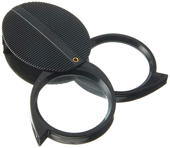 General Tools 537 6.0X Power Double Lens Folding Pocket Magnifier with Plastic Case, Black