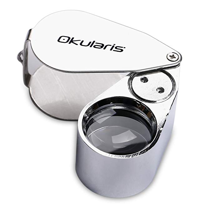 Okularis® 40x Loupe Magnifier, Aluminum-encased with LED and UV-Illumination, 25mm Diameter Lens