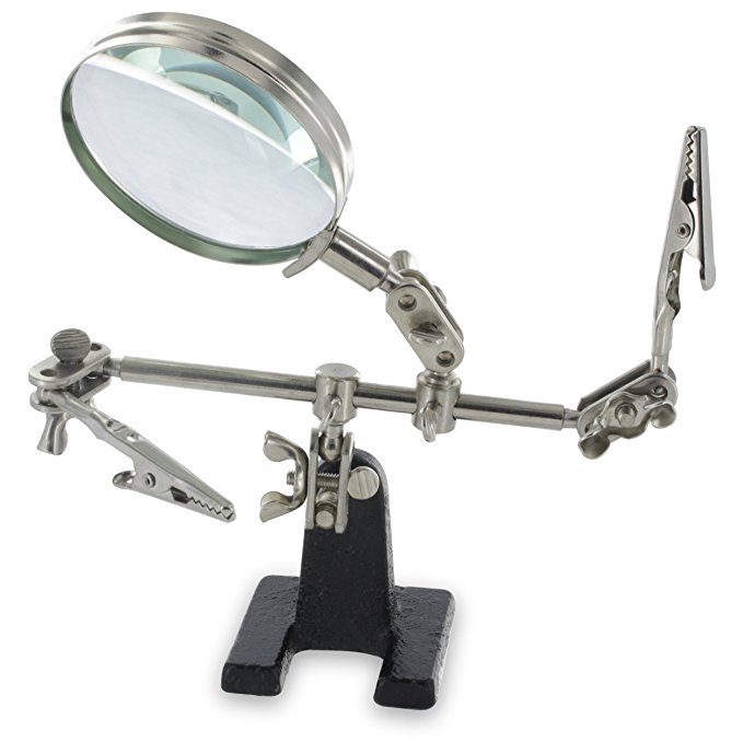 Ram-Pro Helping Hands Magnifier Glass Stand with Alligator Clips – 4x Magnifying Lens, Perfect for Soldering, Crafting & Inspecting Micro Objects